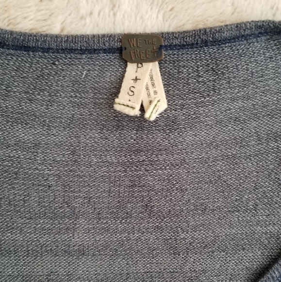 We the Free People Hacci Henley Oversized Heather Blue Longsleeve Tshirt Size S - Picture 5 of 9